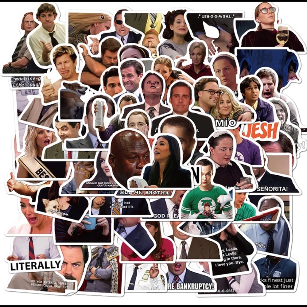 Bundle of 50 Large Meme TV Show Stickers Decals